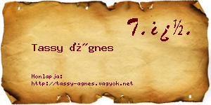 Tassy Ágnes névjegykártya